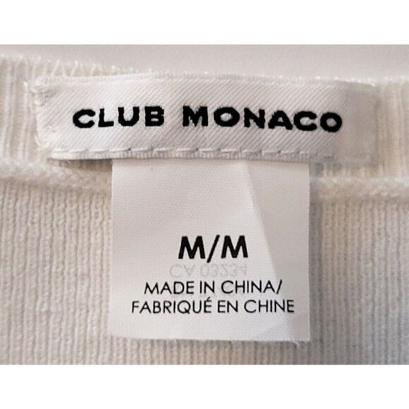 Club Monaco Medium White Sweater 5 layer Cuff Ruffles with Black Trim Feminine - Picture 7 of 8